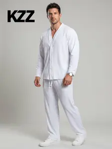 KZZ 2026 Men's Commuter Suit - Button-Down Shirt & Long-Sleeved Trousers - Cool Summer Outfit for Commuting & Casual Outings - Menswear, Pants
