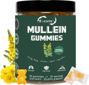 9 in 1 Mullein Gummies for Lung Cleanse, 60 Count Vitamins Supplements Edible Dietary Healthcare Fitness Nutrition Organic Natural Remedies Immune Wellness
