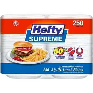 Hefty Supreme 8.875” Foam Lunch Plates, Heavy Duty Disposable, 250 Ct