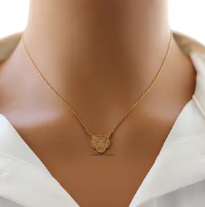 18K Gold Plated Dainty Tiger Head Pendant Necklace – Bold and Fierce Animal Jewelry for Everyday Power