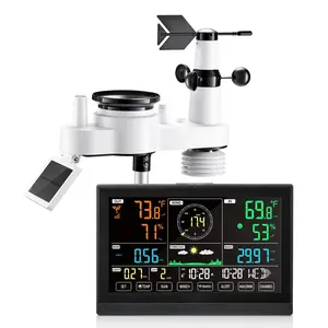 7-In-1 Wireless Weather Station With 7.5-Inch Display Indoor And Outdoor Thermometer And Sensor Real-Time Temperature And Humidity Monitoring Pressure Weather Forecast Wireless Sensor Network Easy Setup