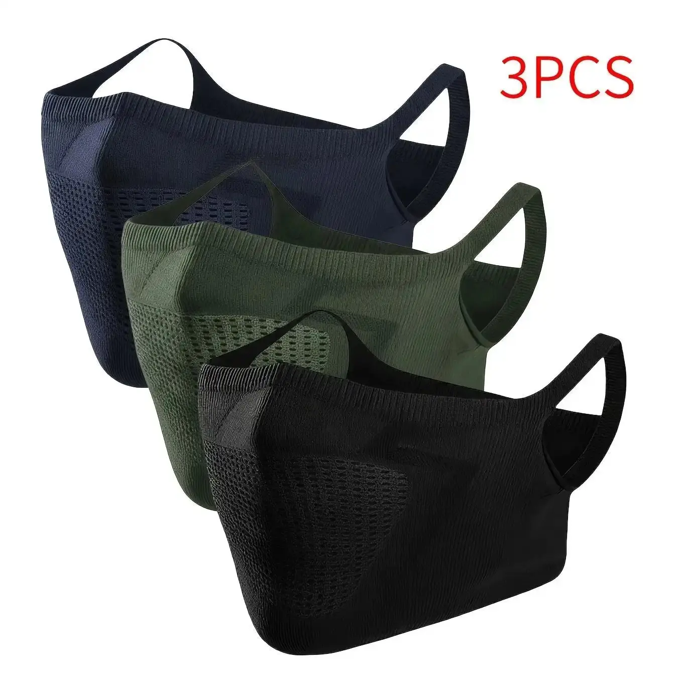 3pcs Unisex Wind-Resistant Sporty Face Covers & Mask - Breathable Mesh, Dust-Proof, Machine Washable Reusable Half Balaclava for Adults, Biking, Outdoor Biking, Fitness for Everyone, Running