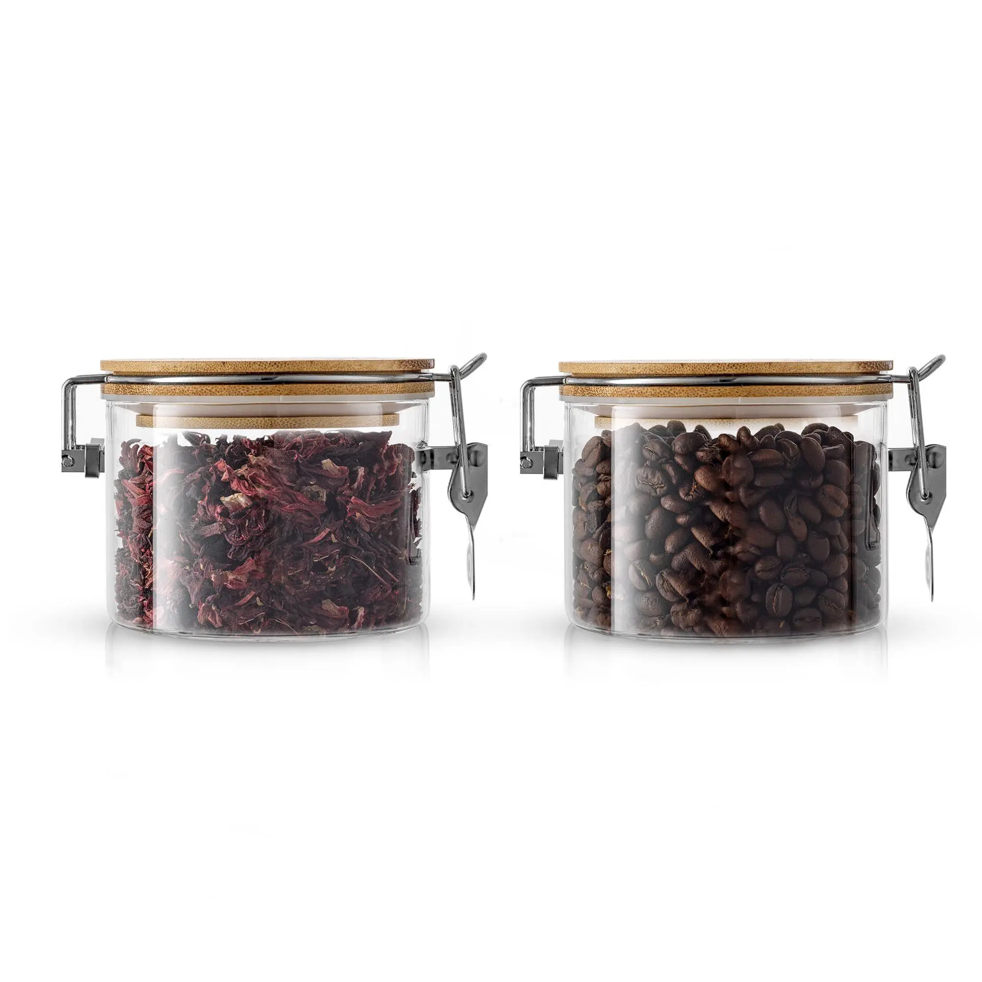 JoyJolt S/2 12-oz Glass Storage Jars with Bambo o Clamp Lids