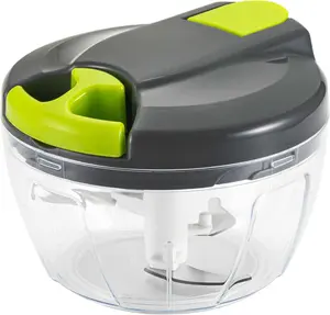 Multi Function Manual Food Chopper – Vegetable Cutter, Garlic Press & Fruit Processor with Handle, Green