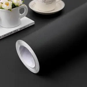 Black Wallpaper Self Adhesive and Removable Peel and Stick Vinyl Film Stick Paper Easy to Apply Wall Coverings Shelf Home Decorative