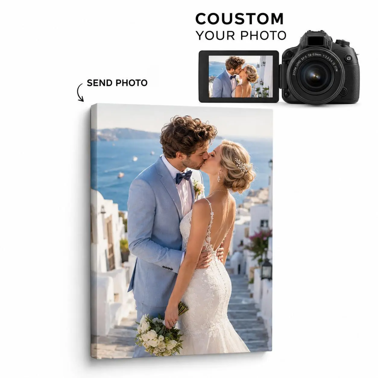 Personalized Photo to Canvas Print - Canvas Prints With Your Photos on Custom Wall Art for Bedroom, Living Room, Wedding Baby Pet Family Picture Framed Wall Art