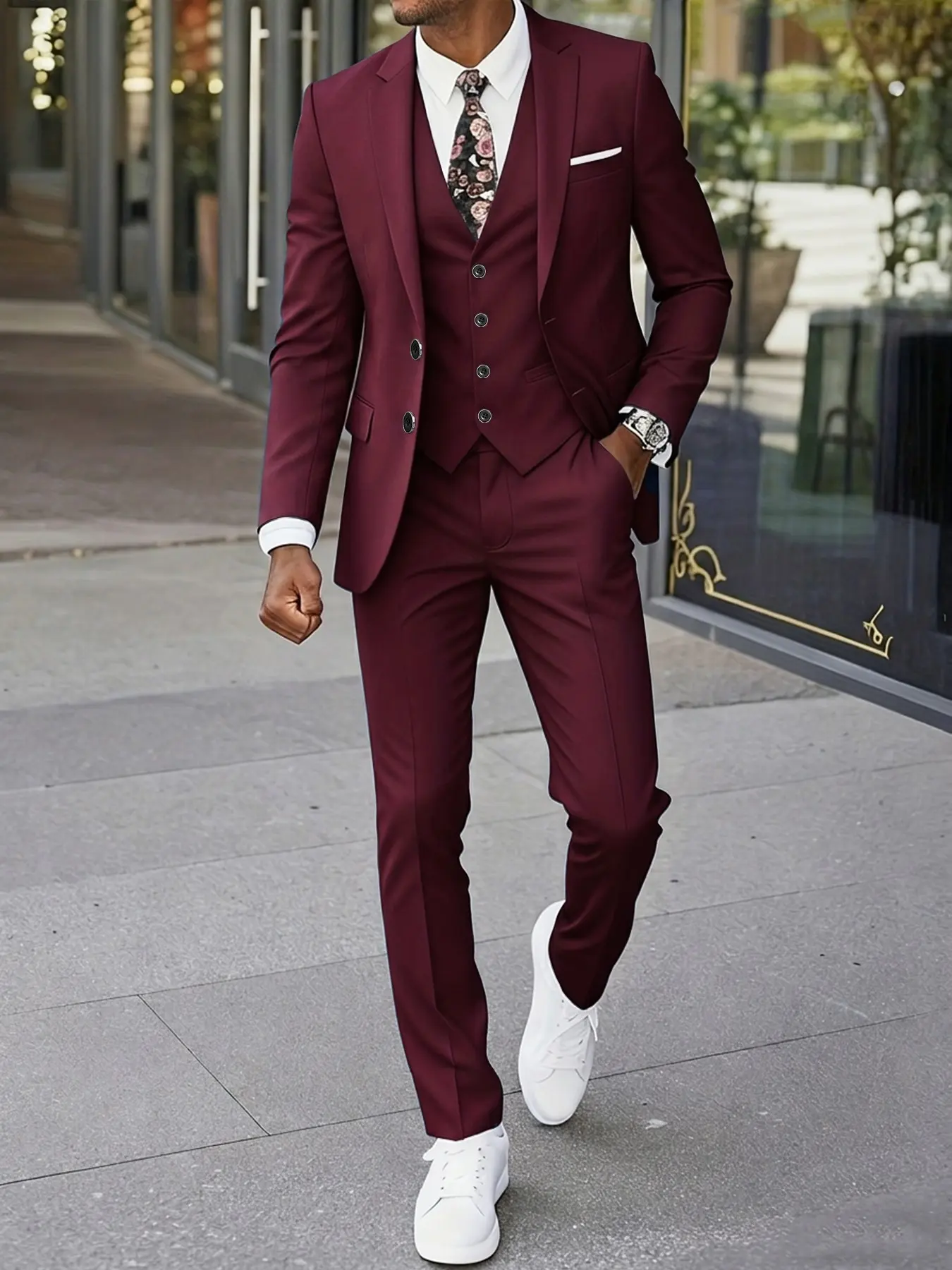 Men's Four-Piece Fitted Suit Set, Includes Vest, Pants, Jacket, Tie, Perfect for Weddings, Workwear, Holiday Events, Premium Business Attire, Formal Wear, Menswear