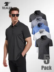 TELALEO 5 Pack Mens Polo Shirts Quick Dry Short Sleeve Golf T Shirt Performance Moisture Wicking Casual Workout dealsforyoudays