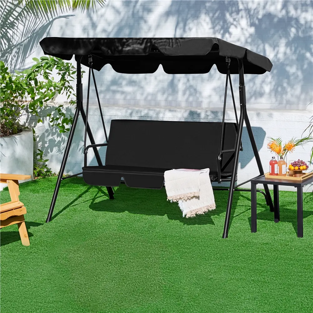 Yaheetech 3-Seat Outdoor Patio Swing Chair with Adjustable Canopy, Removable Cushions, and UV-Protected 160g Polyester Fabric for Outdoor Use,home decor,camping essentials