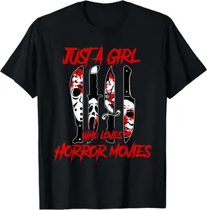 Just a Girl Who Loves Horror Movies, Funny Halloween T-Shirt