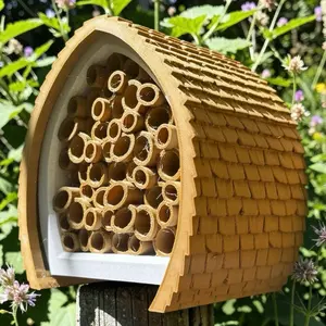 Shingled Ladybug-Bee House, Outdoor Pollinator Habitat for Garden, Backyard Small Animal Habitat Decor