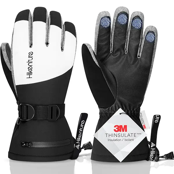 Hikenture Ski Gloves for Men&Women-3M, Thinsulate Snow Gloves Waterproof Insulated -Winter Snowboarding Gloves,Warm Touchscreen Snowmobile Gloves screen  gloves waterproof, Touch Screen Gloves,for Running Driving Cycling Hiking Biking Outdoors Sports tikt