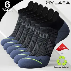 Hylaea 6 Pack Running Socks with Mint Deodorant, Low Cut Breathable Ocean Recycled Athletic Socks