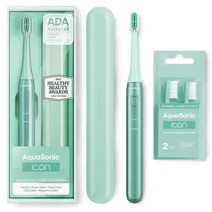 AquaSonic ICON Electric Toothbrush and Replacement Brush Heads Bundle