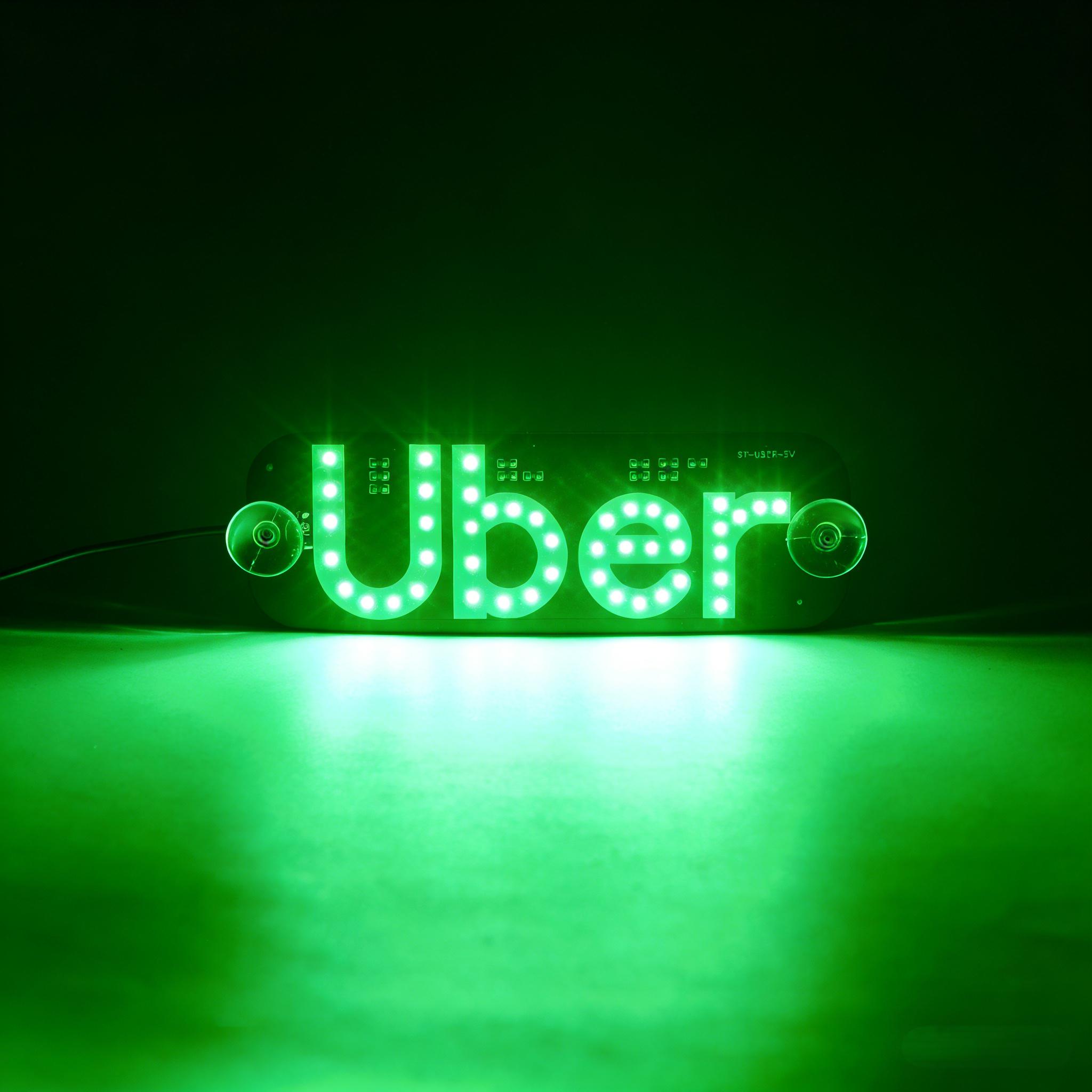 Uber LED Windshield Sign Bright Ultra-Slim USB Powered Car LED Light Sign Glowing Rideshare Indicator for Uber Drivers Dimmable Night Visible Car Accessory Must-Have for Rideshare Drivers