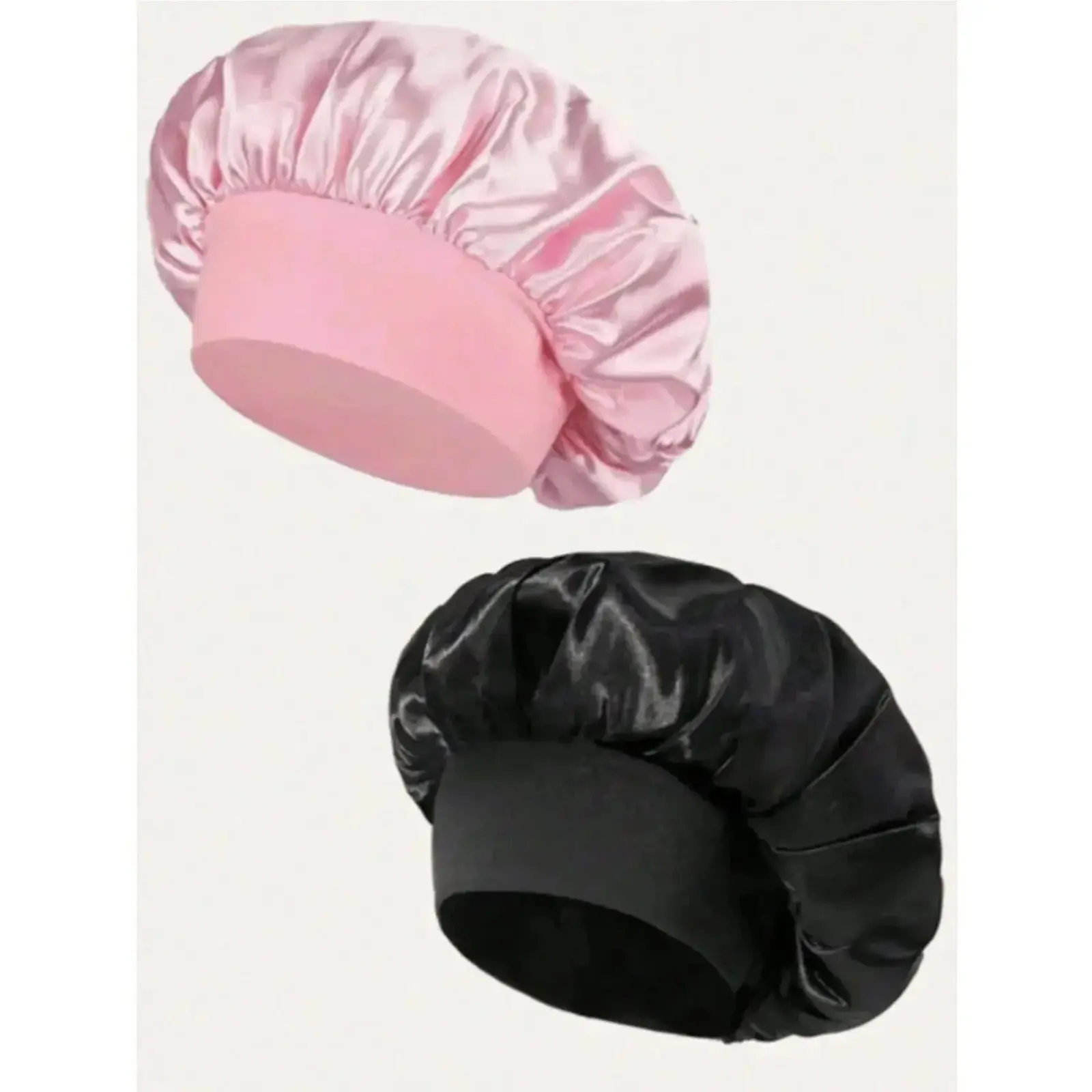 Set of 2 Silk Sleep Bonnets — Satin Hair Care Caps for Women — Wide-Brimmed, High-Elasticity Nightcaps — Premium Satin Hair Bonnets — Silk Hair Wraps Designed for Curly Hair