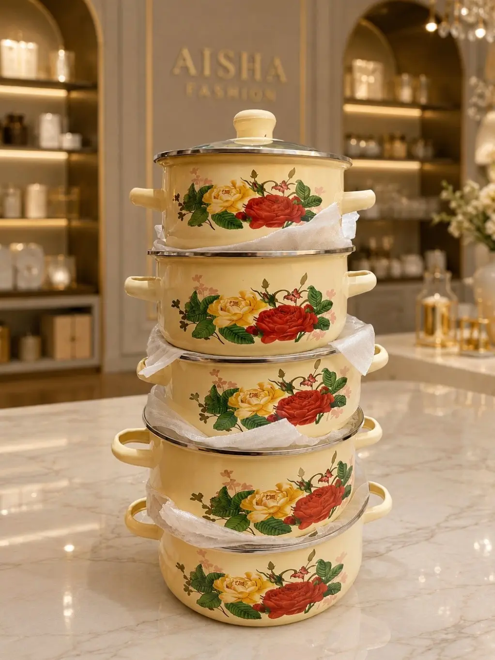 5 PIECES CASSEROLE ENAMEL SET