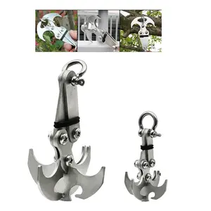 Stainless Steel Folding Hook, Multi-Functional Four Claw Design, Durable for Hiking Camping and Backpack Attachment, Outdoor Gear Accessories