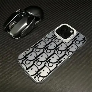 Black Minimalist Monogram Phone Case It Elevates Your Device With Understated Elegance Fashion Laser Craft for iPhone 17 16 15 14 13 12 11  Anti-Drop Protection