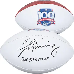 Eli Manning New York Giants Autographed Wilson 100th Season White Panel Football with "2x SB MVP" Inscription - Fanatics Authentic Certified