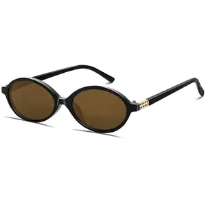 Retro Oval Sunglasses for Women Men Small Sunglasses Trendy Round Shades Cute Designer Sunnies