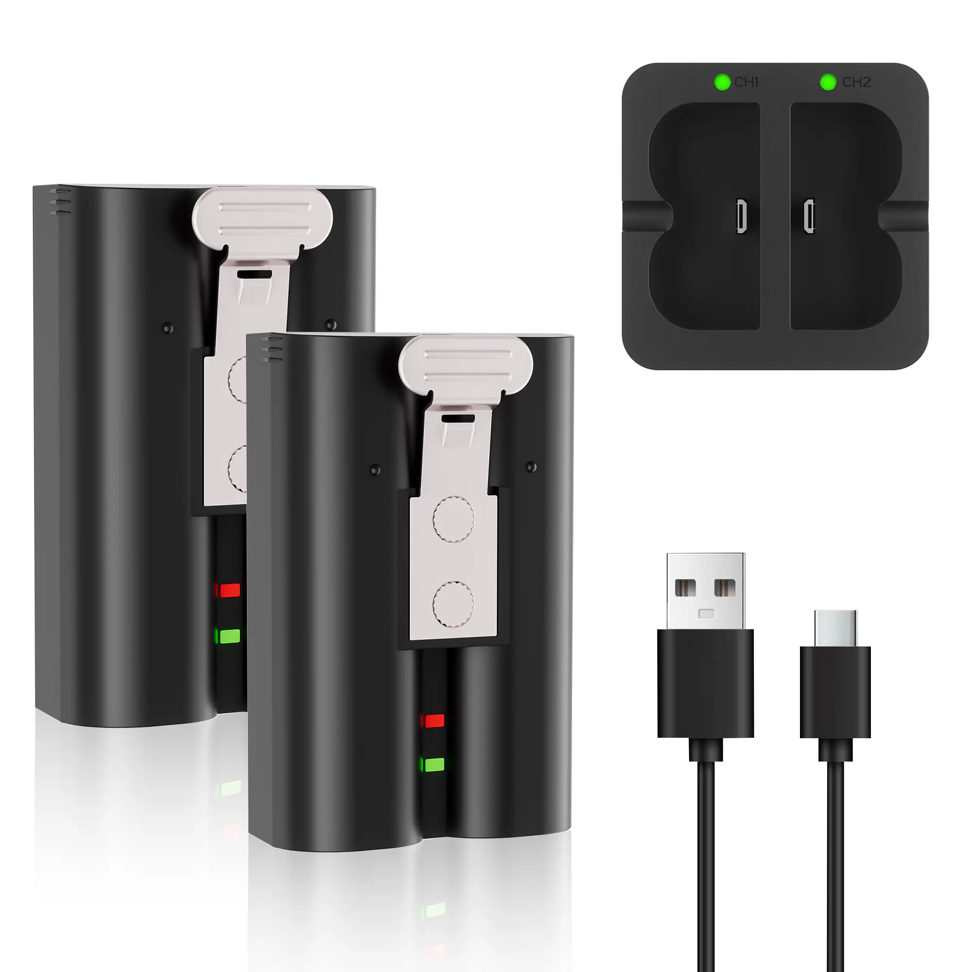 POERUNI 2-Pack 6800mAh Rechargeable Replacement Batteries for Ring Doorbell with Charger Station Compatible with Video Doorbell 2/3/3 Plus/4 Spotlight Cam & Stick Up Cam