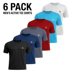 6-Pack Men's Active T-Shirts, Quick Dry Short Sleeve Workout Tees, Lightweight Breathable Athletic Shirts for Gym Running Casual Fitness Clothes Tops Activewear Tee,summervibes Gym Outfit Tee