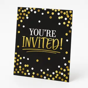 Black and Gold Birthday Invitation Cards