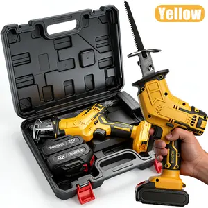 Cordless Reciprocating Saw with 2 Batteries & Charger, 4 Blades - Variable Speed, Ergonomic Grip, Lightweight , Self-Locking Chuck for Wood/ Metal/ PVC Cutting -Outdoor Garden DIY Tool, Modern Tool Design Home decoration