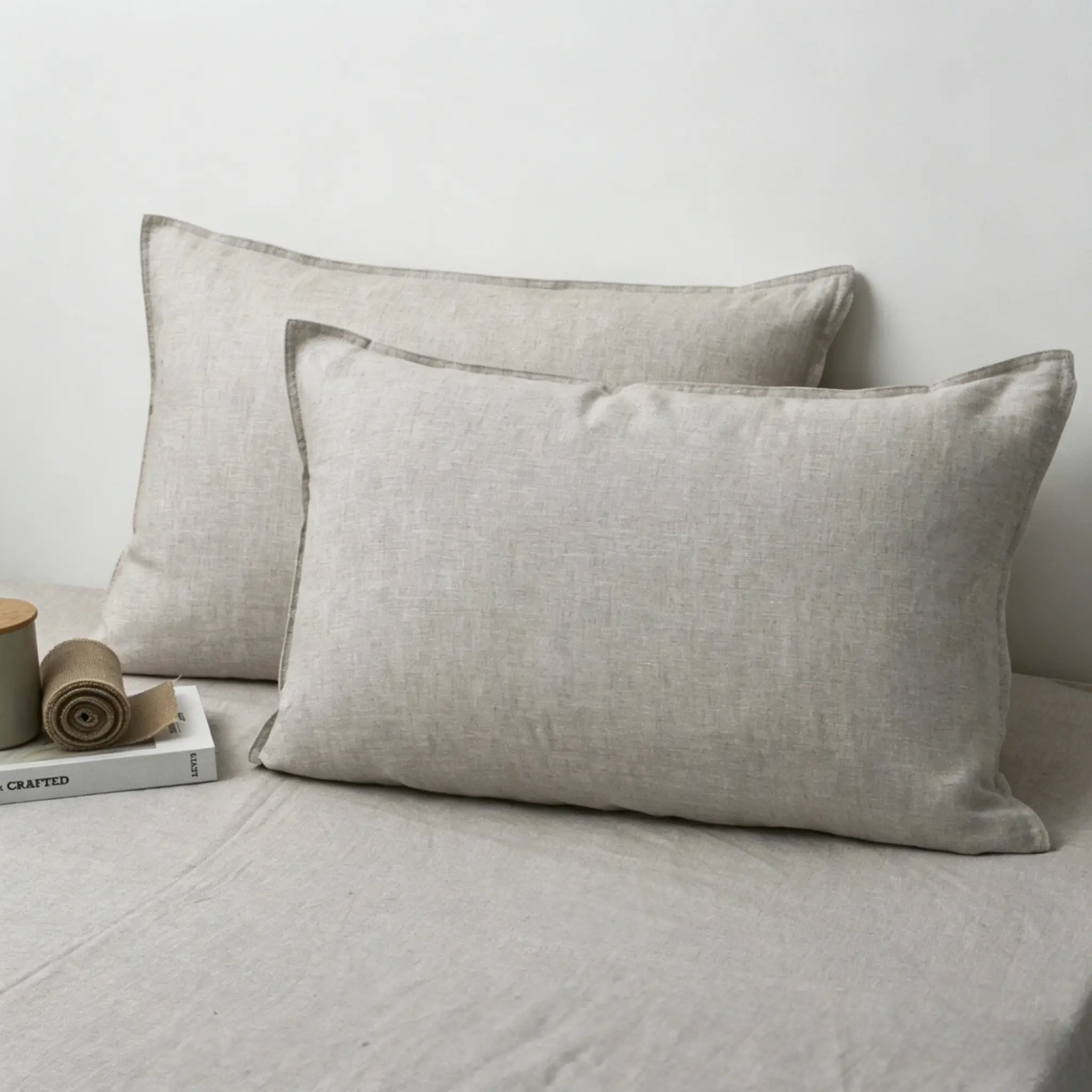 Talasily 100% French Linen Pillow Cases Set of 2, Stone Washed Flax Pillow Shams with Zipper Closure - Breathable & Cooling for Hot Sleepers Bedding