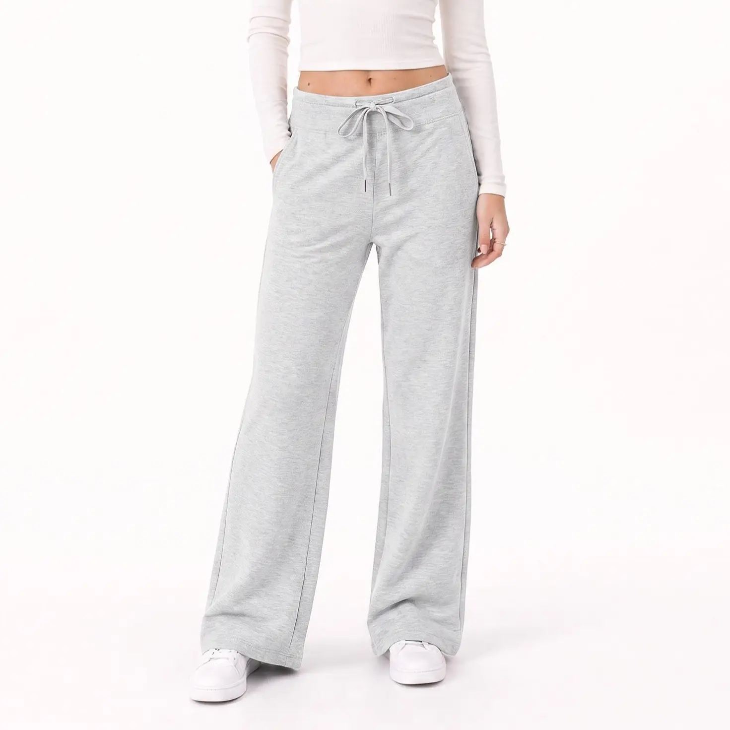 EMMIOL【Back to School】Women's Wide Leg Sweatpants High Waisted Fall Lounge Palazzo Pants | Deep Pockets Drawstring Lightweight Airport Outfit, Soft Loose Fit Bottoms Joggings,Back to School