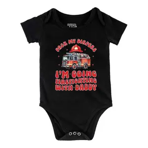 Pack My Diapers I'm Going Firefighting with Daddy Baby Short Sleeve Onesie Romper Cotton Soft Bodysuit with Snap Closures for Easy Diaper Change | Newborn Infant Boy Girl Casual Outfits
