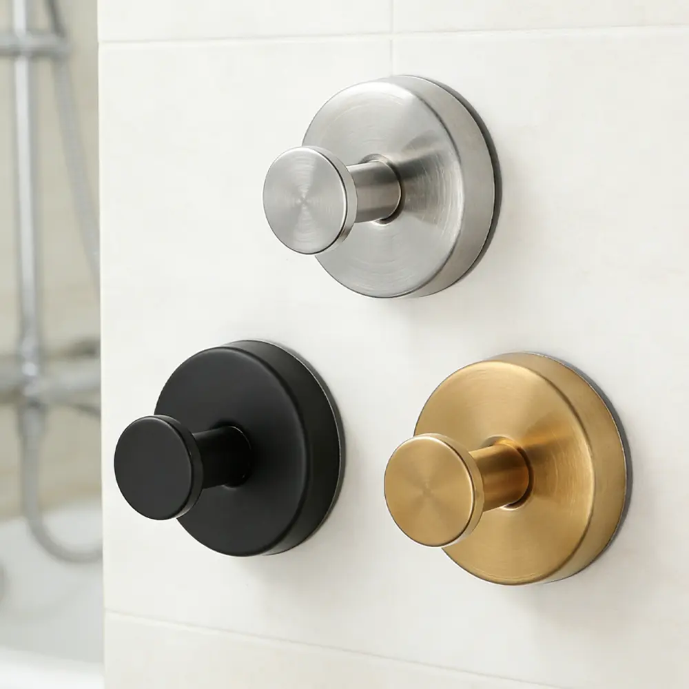 2026 Upgraded No-Drill Stainless Steel Suction Cup Hooks, 2-Piece Set for Bathroom Organization, Secure Grip for Glass Door Hold, Tile & Mirror Fit (3 Colors), Two Piece Set