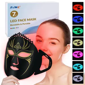 ZJZK 7 Color LED Light Treatment Mask Adjustable Comfort Silicone Light Soothing Device with One Year Free Warranty Skincare Gentle Lightweight Rejuvenating Therapy highfrequencywand
