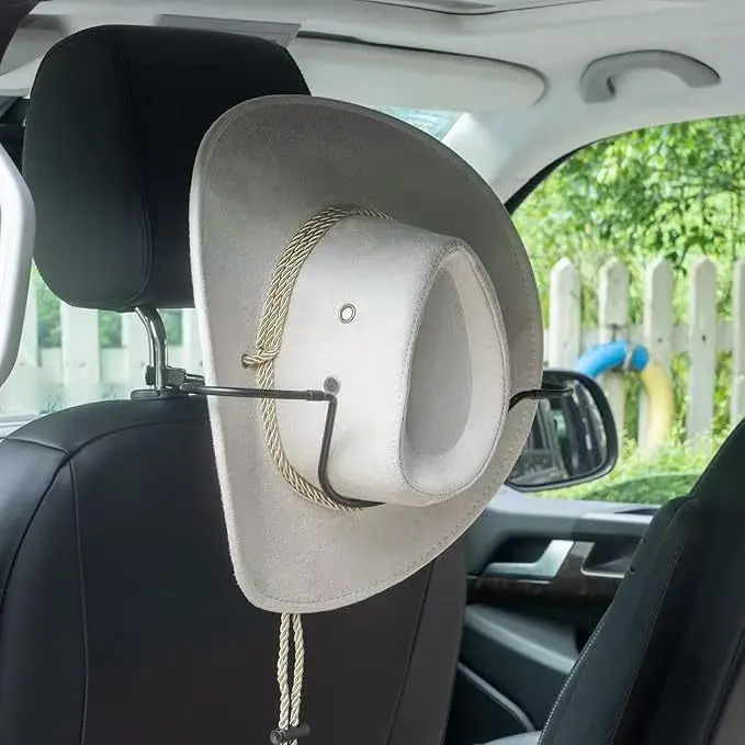 Cowboy Hat Holder for Car Foldable Hat Rack Keeps Hat Shape Easy Install Car Hat Holder Organizer for Truck SUV Headrest Western Hat Storage Holder for Travel Rodeo Ranch Daily Driving Use