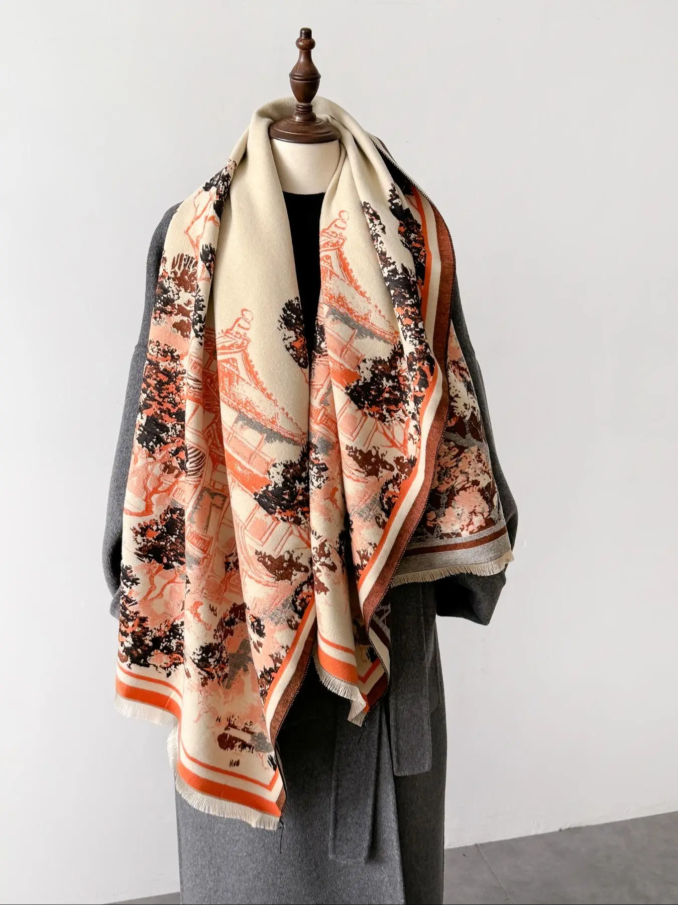 Classic Landscape Printing Scarf, Casual Soft Warm Scarf for Women & Men, Fashion Accessories for Daily Wear