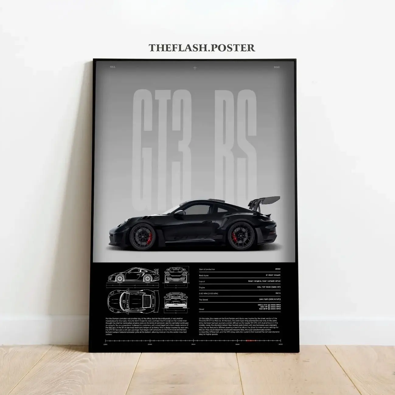Porsche 911 GT3 RS Print | 992 | Car Print | Hyper Car Poster, Product without frame