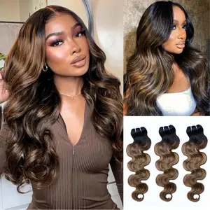 [Summervibes] T1B/P4/27 Highlight 10A Brazilian Body Wavy 100%  Virgin Human Hair Weave Bundles Hair Extensions
