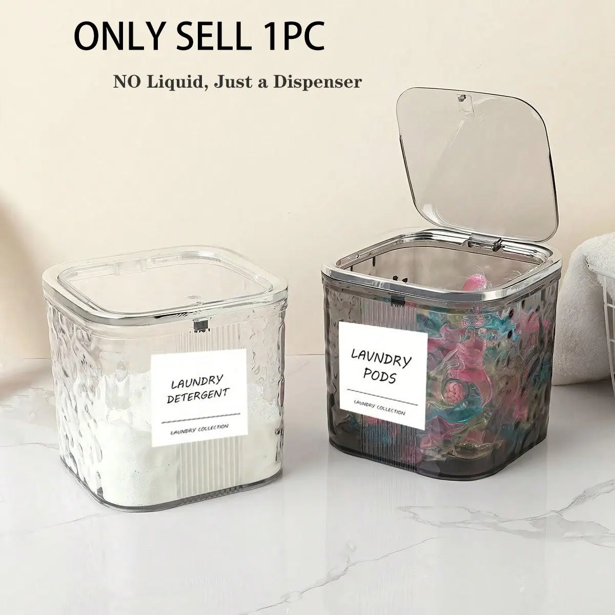 Lid-Sealed Laundry Powder Box for Organizing and Storage, Automatic Pop-Up Dishwasher Detergent Container, Laundry Organizer, Durable Plastic Organizers, Durable Solid Plastic Storage Organizer, Ideal for Laundry Room Use, Multifunctional Storage Solution
