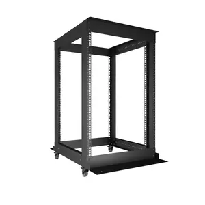 18U Open Frame Server Rack for 19" IT Network Equipment & A/V Devices, Free Standing or Wall Mount Rack with 180 Degrees Gate Swing, Black