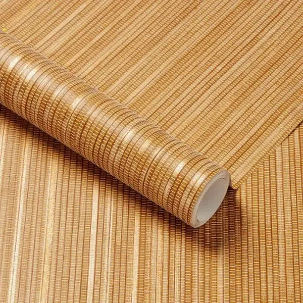 Grasscloth Wallpaper – Self-Adhesive Peelable Wooden Grasscloth-Pattern Vinyl Wallpaper for Interior Walls