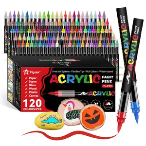 Acrylic Paint Soft Brush Markers Set, Art Markers Pen, 12/24/36 Colors Automatic Ink Control Paint Markers, Acrylic Paint Pens for Wood, Stone, Canvas, Glass, Fabric