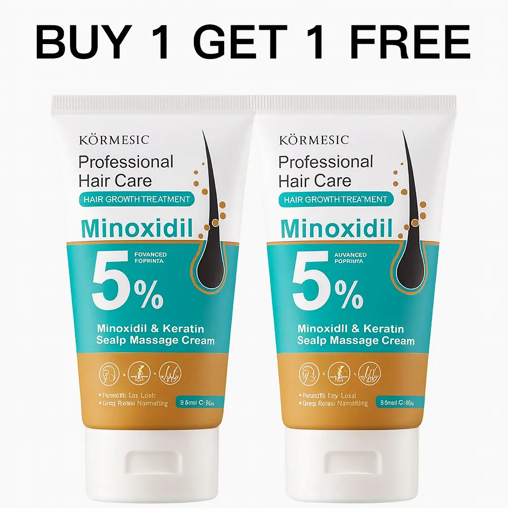 KORMESIC 5% Minoxidil Anti-Hair Loss Scalp Massage Cream - Haircare with Keratin, Ginger Root Extract, Damage Repair, Hair Density Boost, Non-Greasy Unisex Adult Balding Treatment