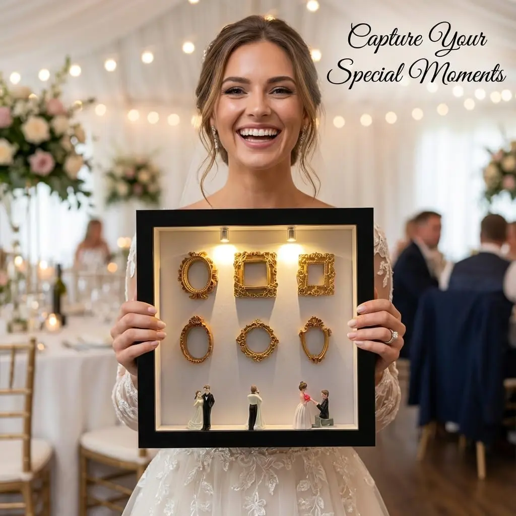 DIY Mini Memory Museum Photo Frame - boyfriend birthday gift,Mother's Day Gifts DIY Shadow Box with Gold Mini Frames & Figures - The Ultimate Personalized Gift for Parents, Couples, and Best Friends