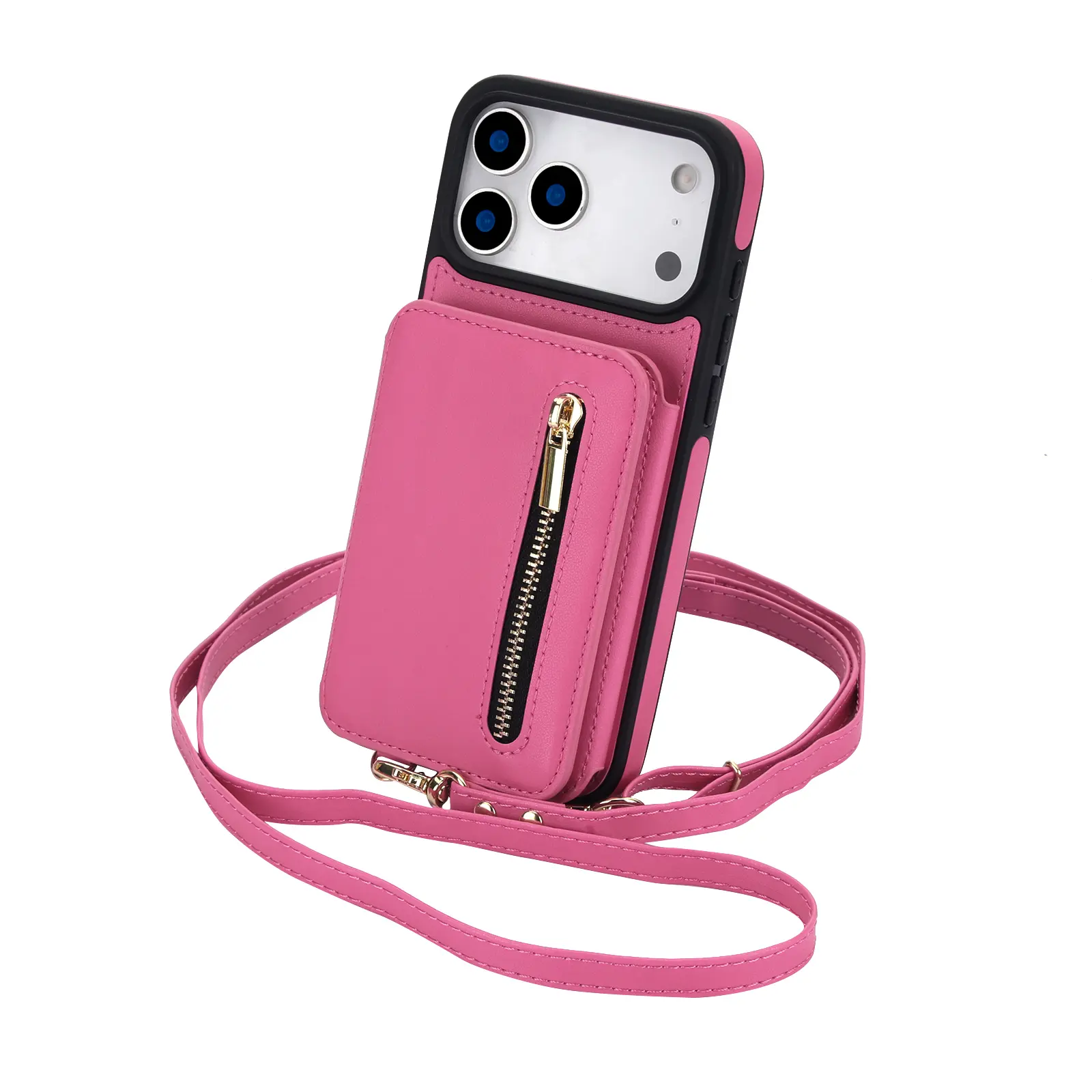 RFID Blocking Wallet iPhone Case with Zipper Card Slots,Detachable Crossbody,Flip Leather Purse Phone Cover,Multi-Angle Kickstand,Shockproof Full Prote Slim Card Holder Case for iPhone 13/14/15/16/17 Series,Vintage Leather Crossbody Phone Case