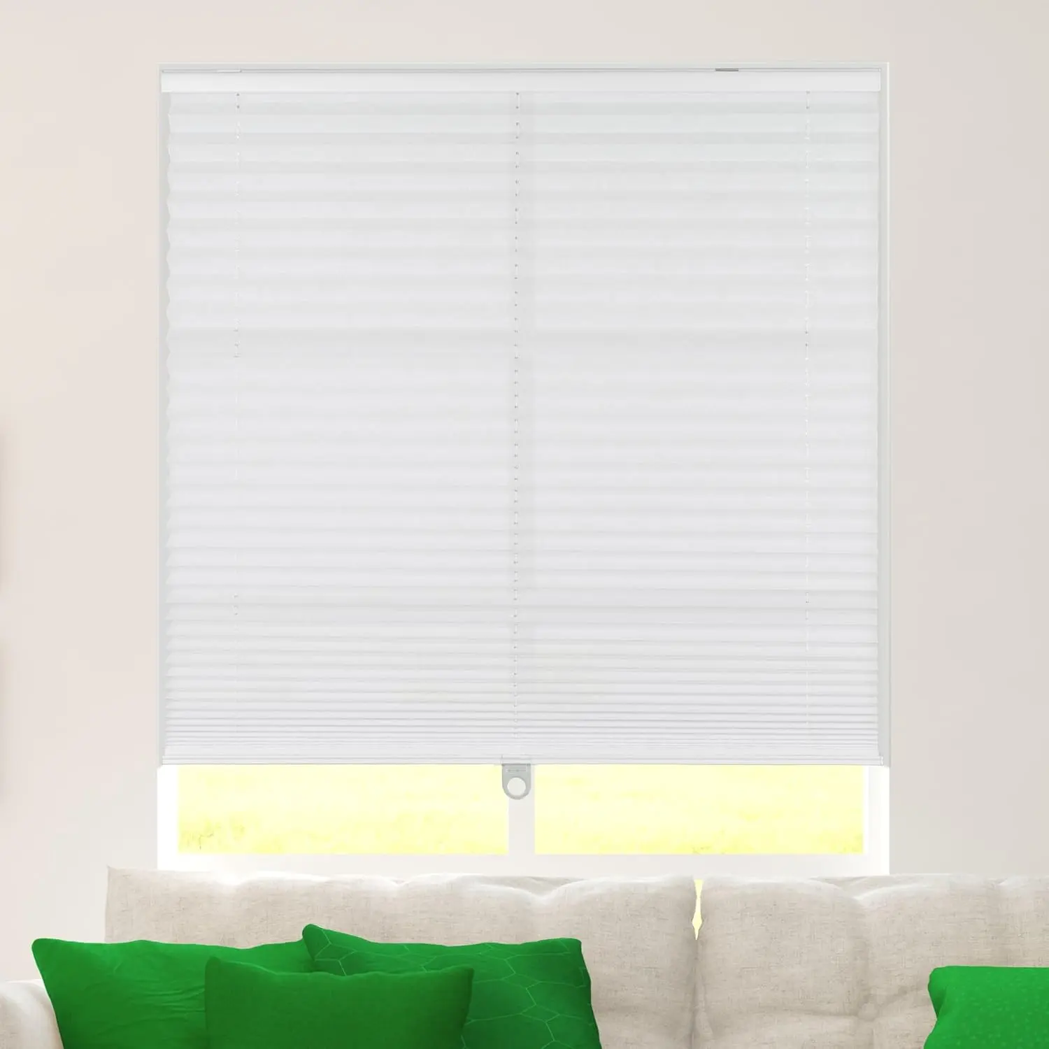 Cordless Light Filtering Pleated Fabric Window Shade - 26.5x60", White, Room Privacy
