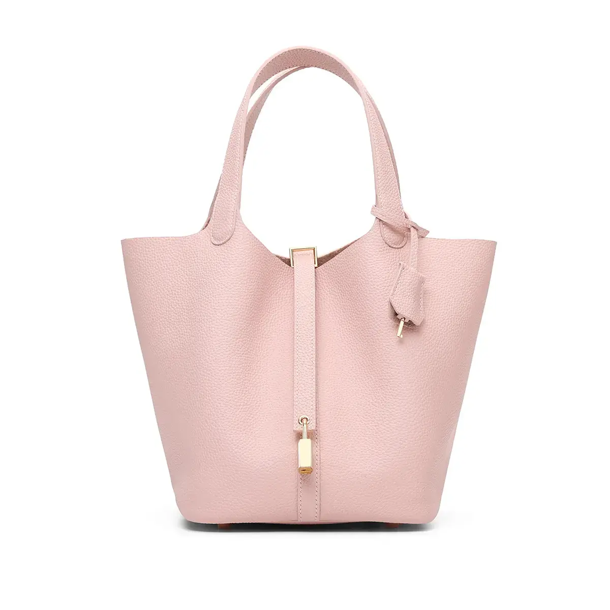 Women's Elegant High-Capacity Waterproof Cow Hide Solid Color Leather Bucket Tote Bag - Adjustable Strap, Matching Pouch, Pouch Holder, Daily Casual Mom Bag, Bucket Shape, Bags For Everyday, Everyday Bag