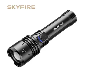 SKYFIRE 1376 Professional LED Flashlight, High-Lumen with Fire-Gathering Lens, Ultra-Bright Rechargeable & Zoomable, 5 Modes for Camping & Emergency, Perfect for Outdoor and Home Use