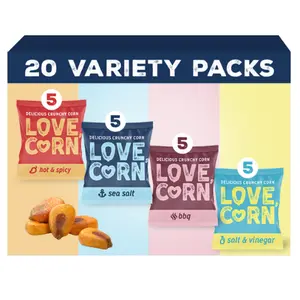 LOVE CORN Variety Pack - 20 Bags - Delicious Crunchy Corn Kernels - Vegan, Plant Based, Gluten Free, Kosher