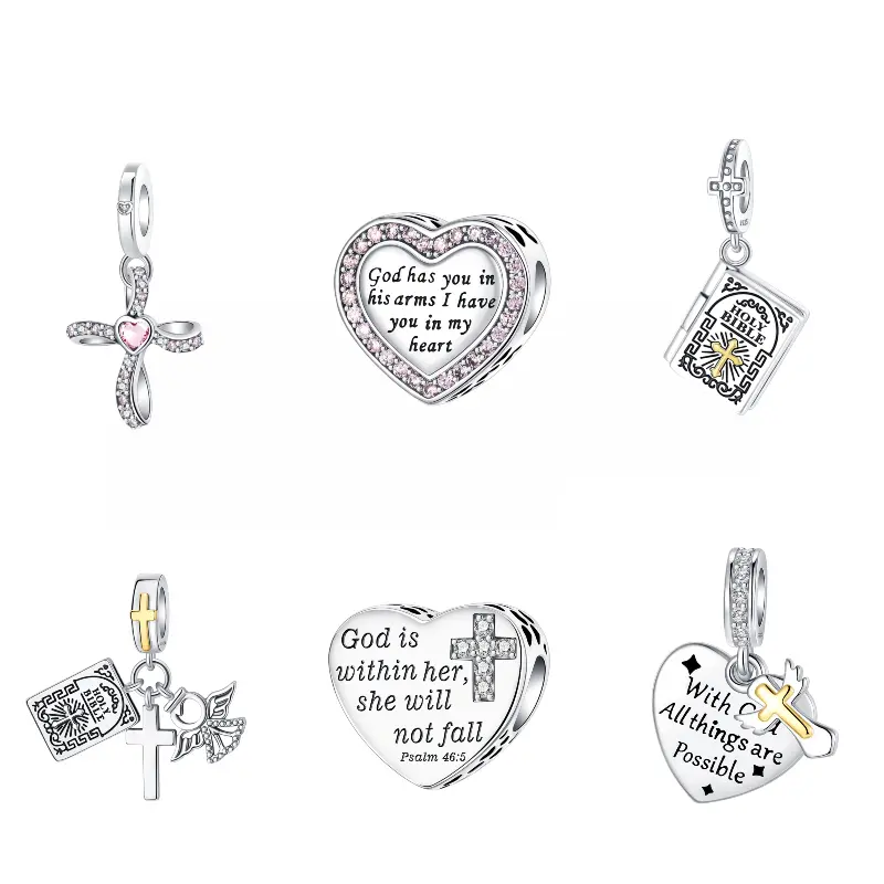 Religious Faith Jewelry Charms Collection, Inspirational DIY Beads for Necklace Bracelet, Perfect Gift for Women Christians